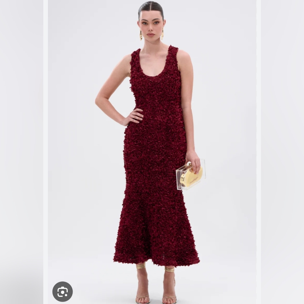 AKIRA Burgundy Textured Midi Dress